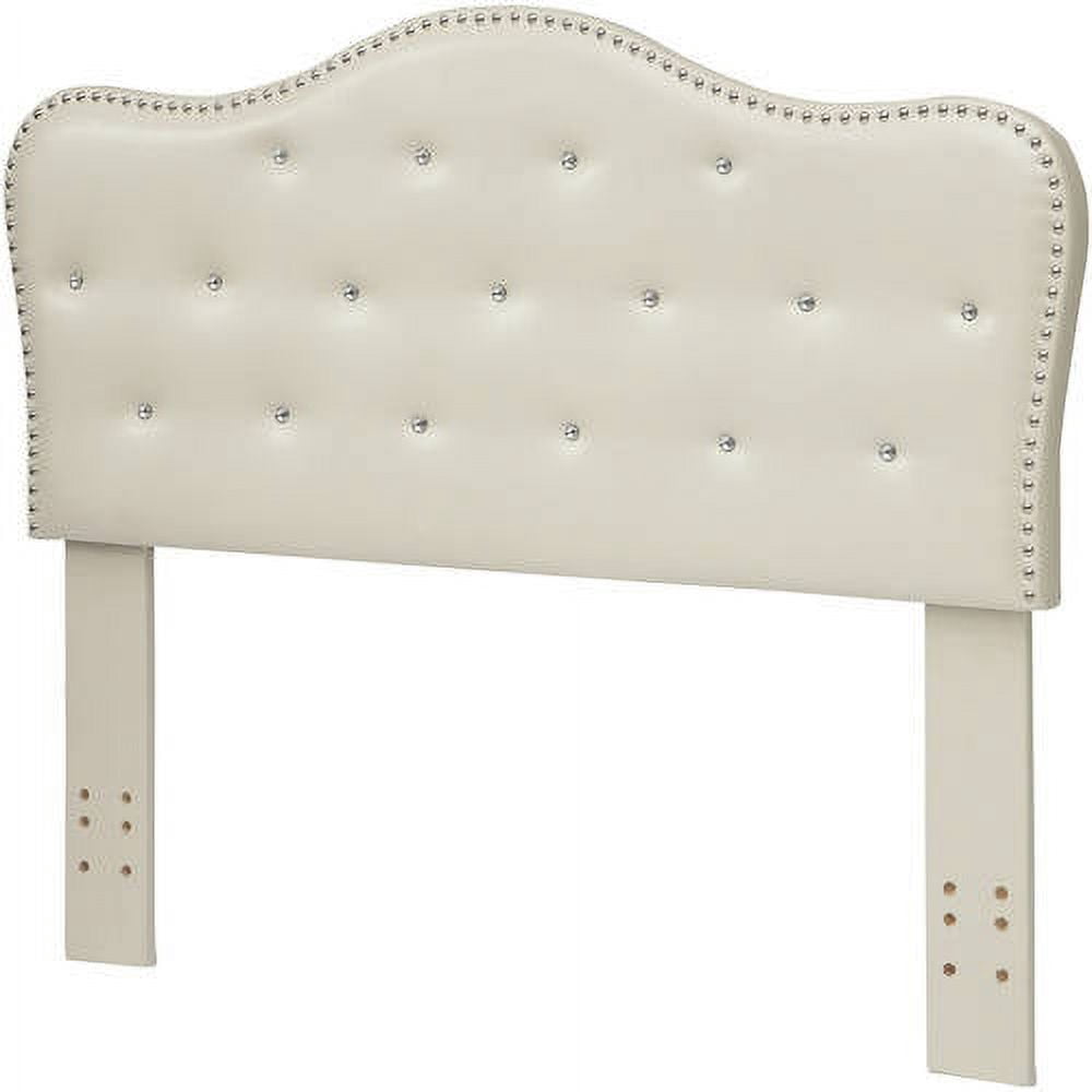 Furniture of America Amari Faux Leather Headboard, Full/Queen, Ivory