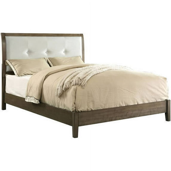 Furniture of America Amaya Padded Faux Leather Gray Bed, Cal. King