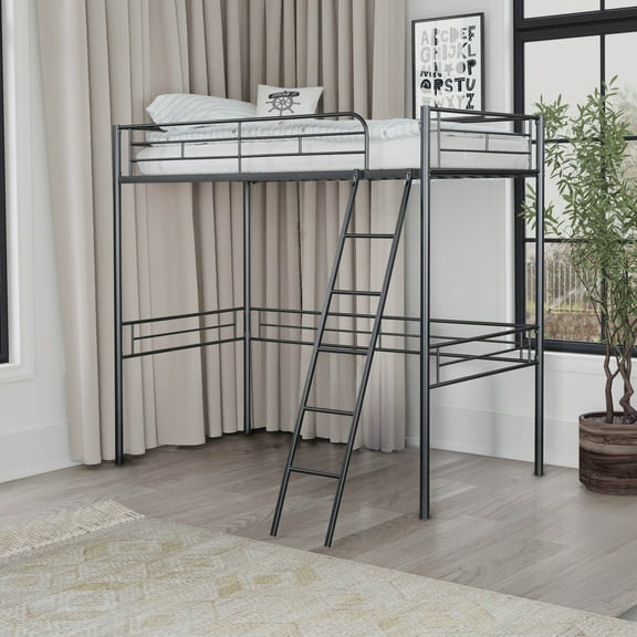 Furniture of America Amelia Kids Black Twin Loft Bed
