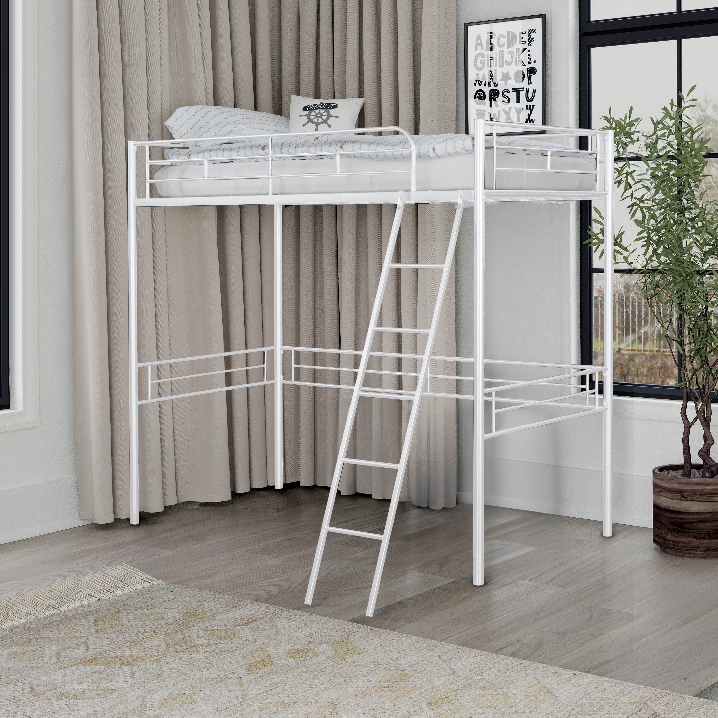 Furniture of America Amelia Kids White Twin Loft Bed