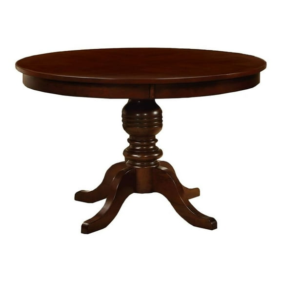 Furniture of America Amersty Round Wood Dining Table in Brown Cherry
