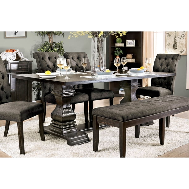Furniture of America Anton Traditional Wood Dining Table, Antique Black ...