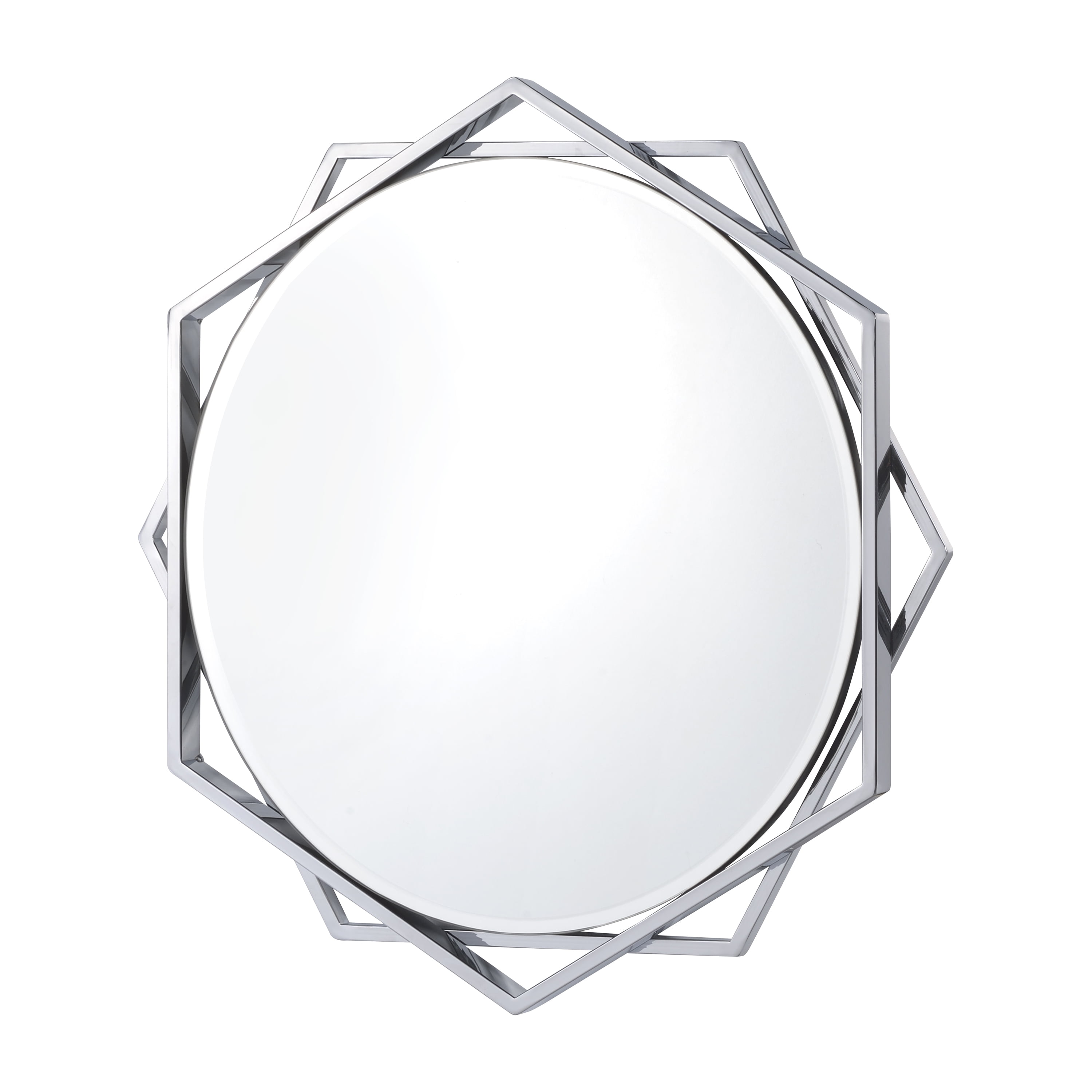 Furniture of America Aquila Contemporary 5mm Beveled Wall Mirror, Chrome