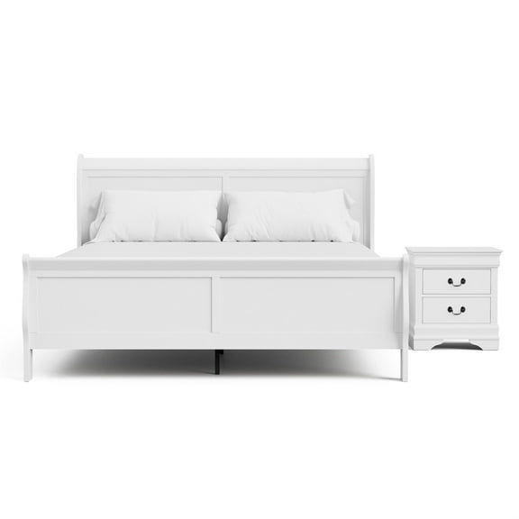 Furniture of America Arabella Wood 2-Piece King Bedroom Set in White