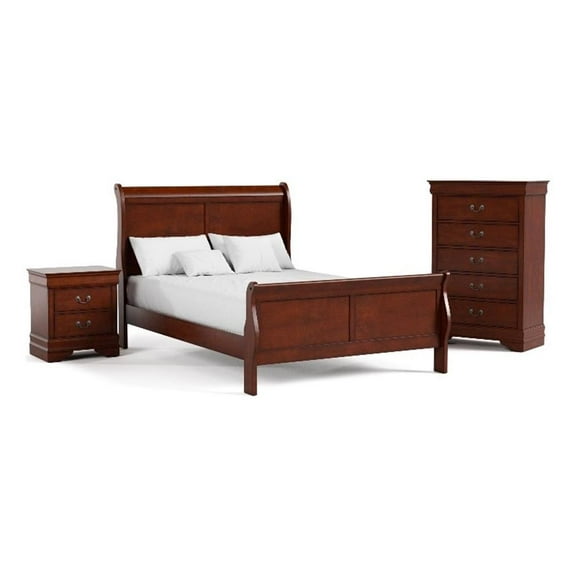 Furniture of America Arabella Wood 3-Piece Full Bedroom Set in Cherry