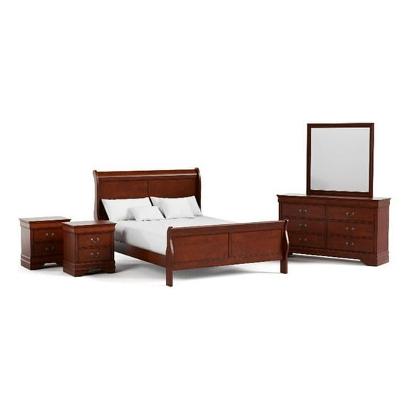 Furniture of America Arabella Wood 5-Piece Full Bedroom Set in Cherry
