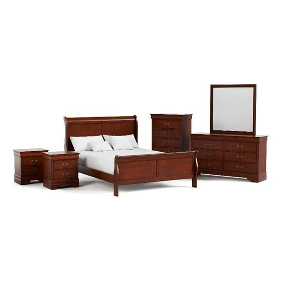 Furniture of America Arabella Wood 6-Piece Queen Bedroom Set in Cherry