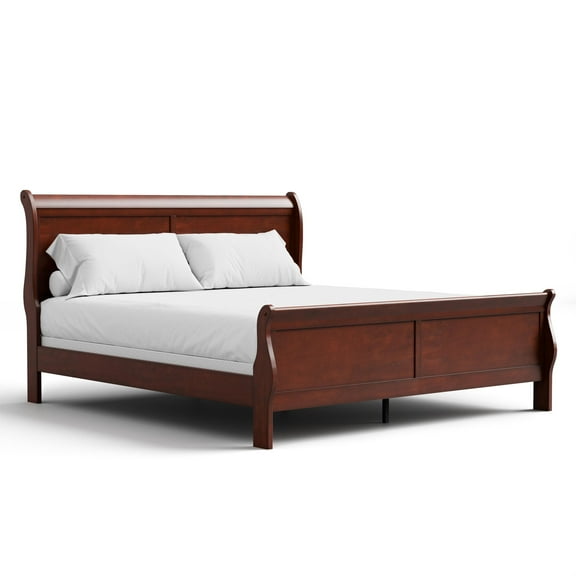 Furniture of America Arabella Wood Sleigh King Panel Bed in Cherry