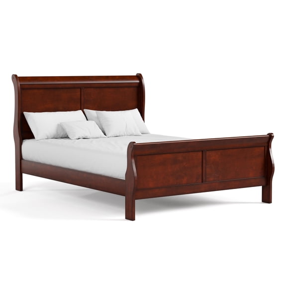 Furniture of America Arabella Wood Sleigh Queen Panel Bed in Cherry