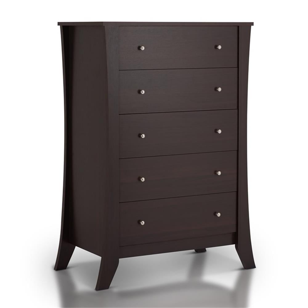 Furniture of America Arango Natural Solid Wood Espresso 5-Drawer Tall ...