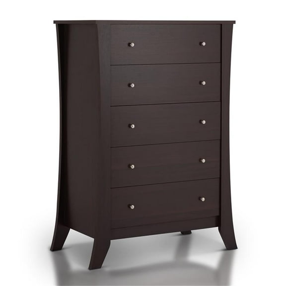 Furniture of America Arango Espresso Wood 5 Tall Drawer Dresser Chest