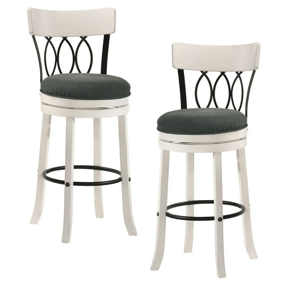 Furniture of America Aria Solid Wood Swivel Barstool-Set of 2, White