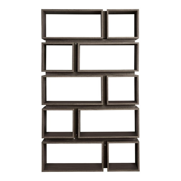 Furniture of America Ariana Wood Geometric Bookcase in Distressed Gray