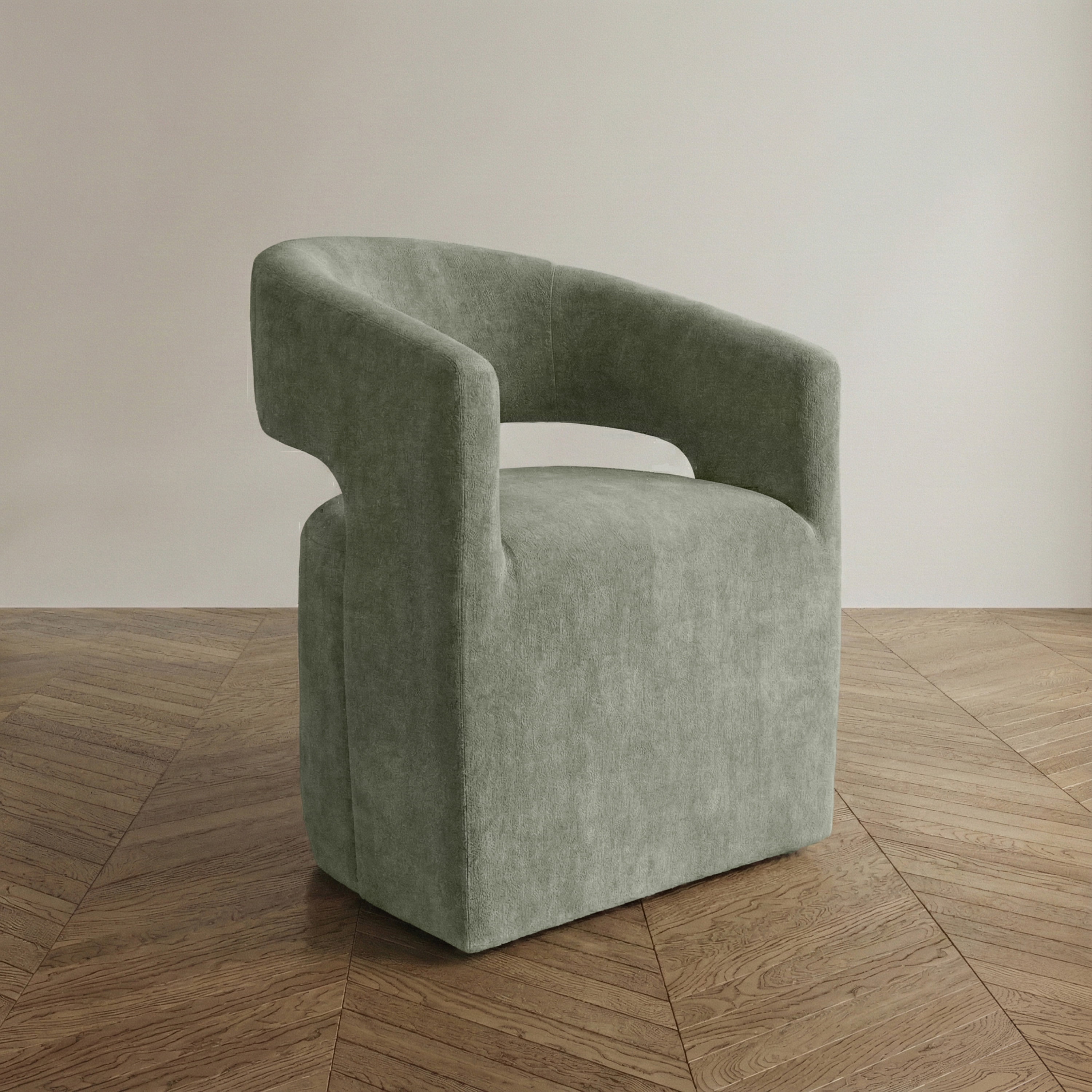 Furniture of America Arize Modern Fabric Barel Back Accent Chair with Casters, Green