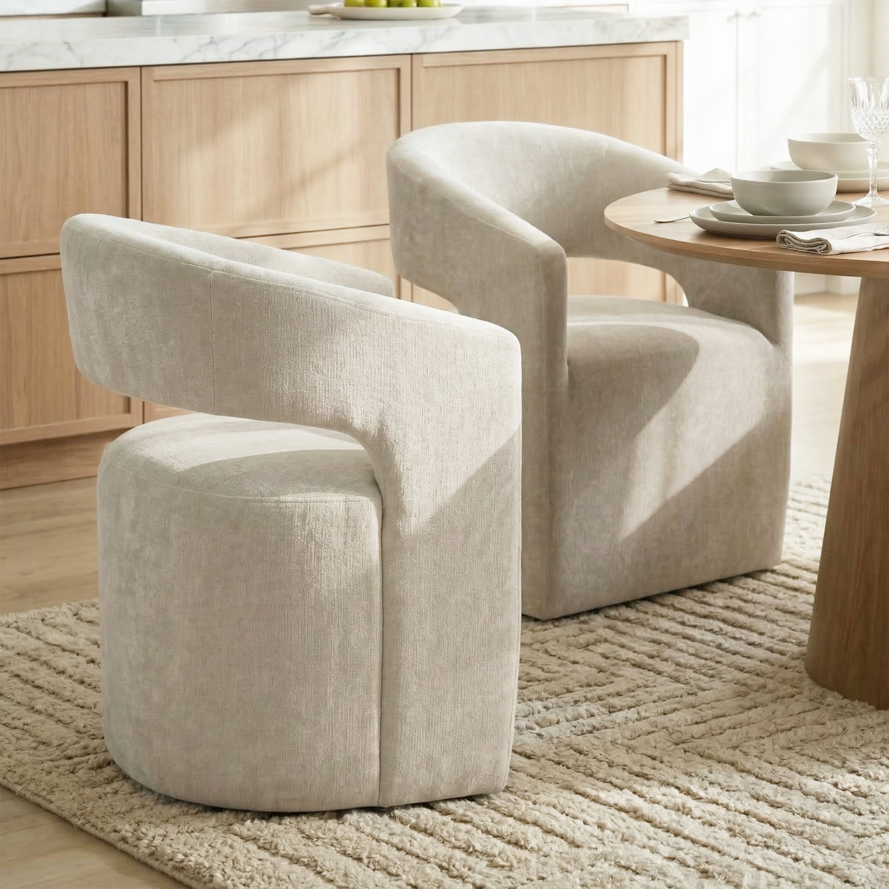 Furniture of America Arize Modern Fabric Barel Back Accent Chair with Casters, Taupe