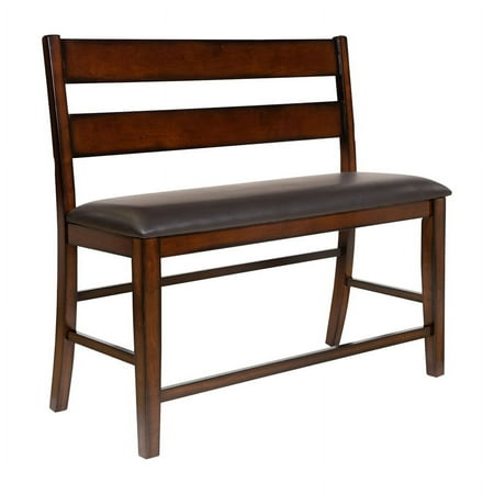 Furniture of America Arlen Solid Wood Padded Seat Counter Bench in Dark Cherry
