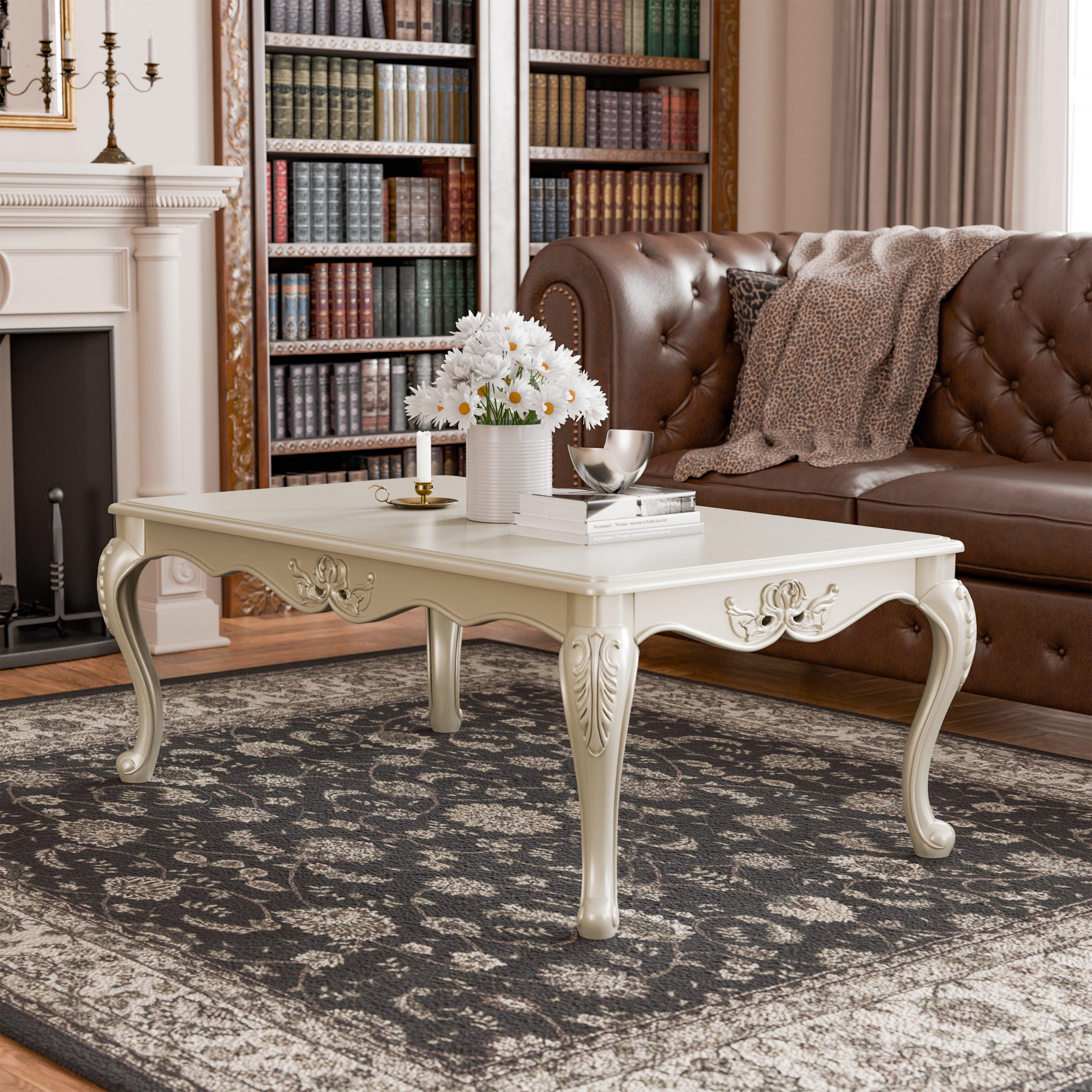 Furniture of America Armena Traditional Solid Wood Coffee Table, Champagne