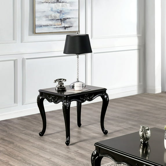 Furniture of America Armena Traditional Solid Wood End Table, Black
