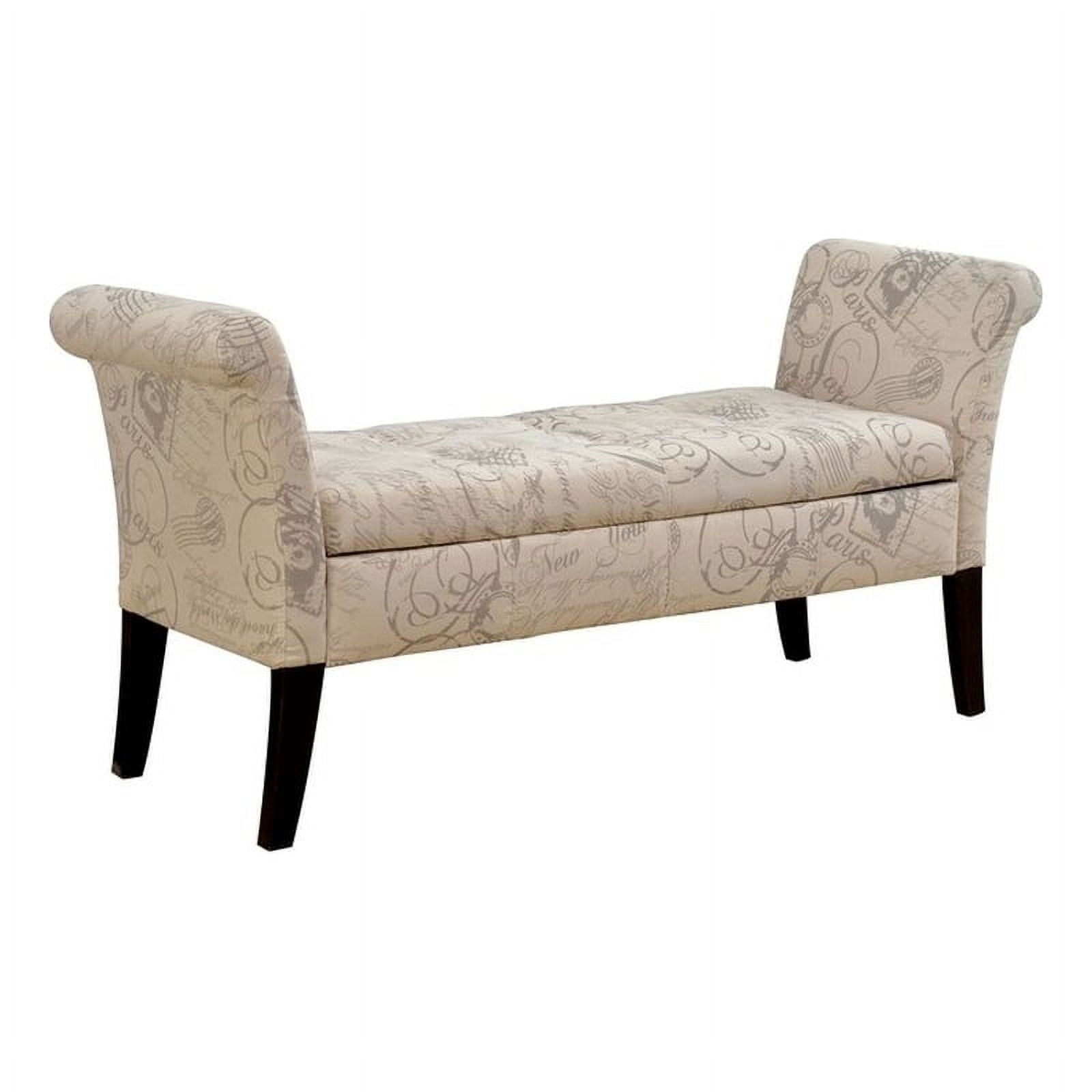 Furniture of America Arronia Contemporary Fabric Storage Bench in Ivory ...
