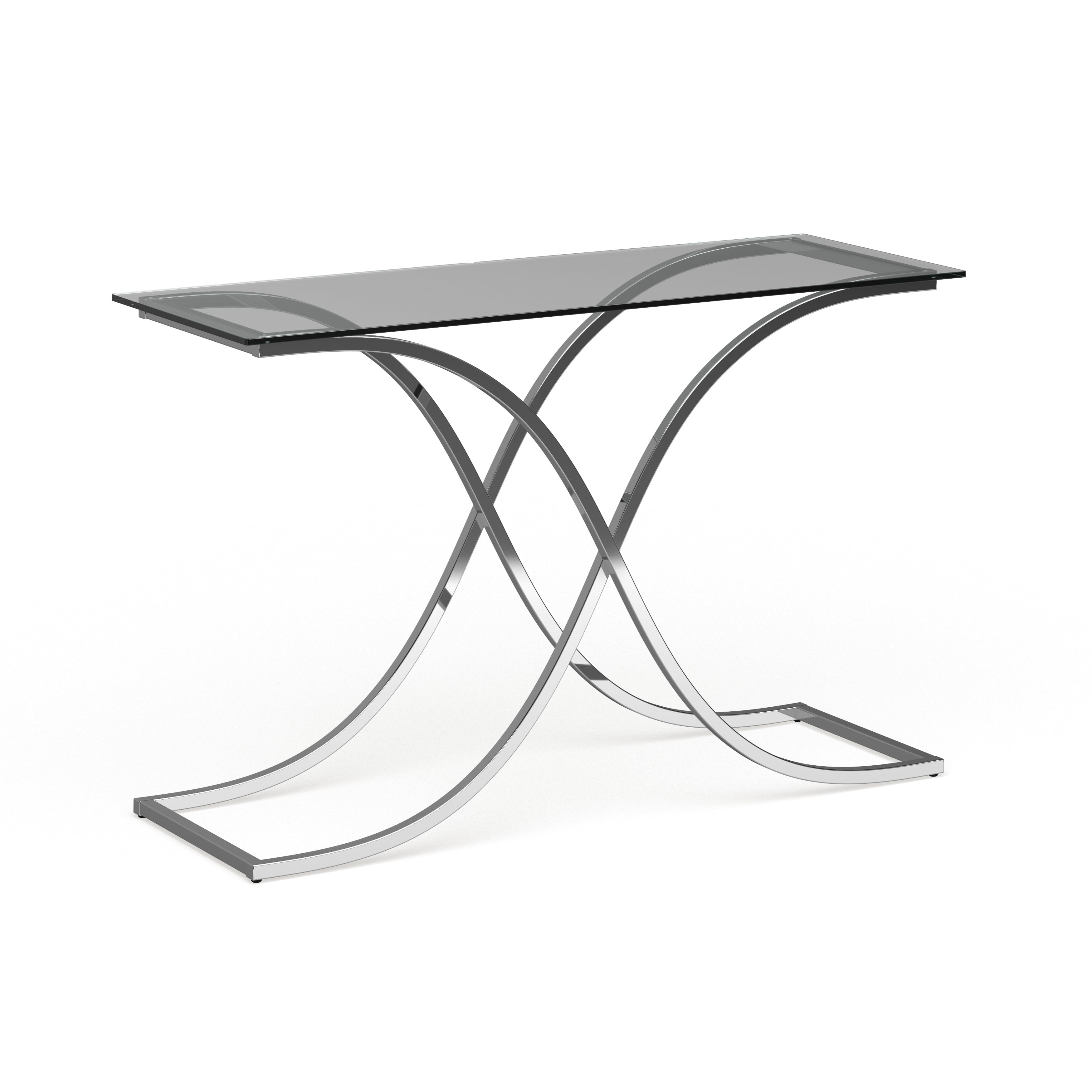 Furniture of America Artenia Modern Chrome 48inch Glass Top Sofa Table