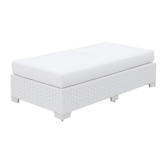 Furniture of America Arthur Rattan Rectangular Patio Ottoman in White