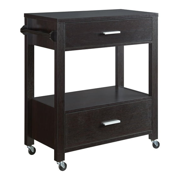 Furniture of America Arton Contemporary Wood 2-Drawer Kitchen Cart in Cappuccino