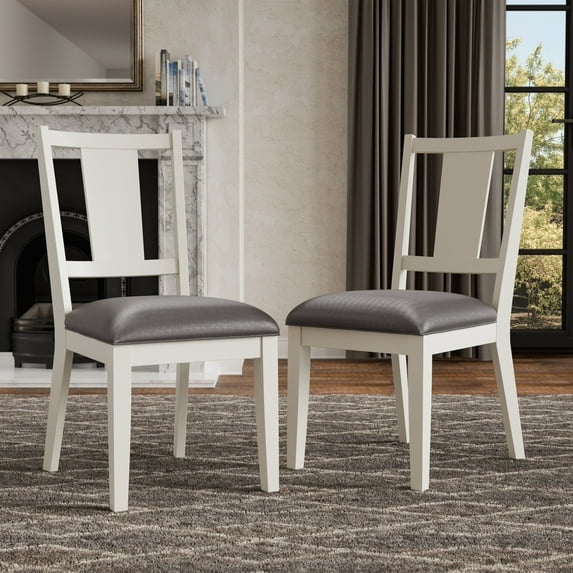 Furniture of America Arvin Modern Padded Seat Dining Chairs, White (Set of 2)