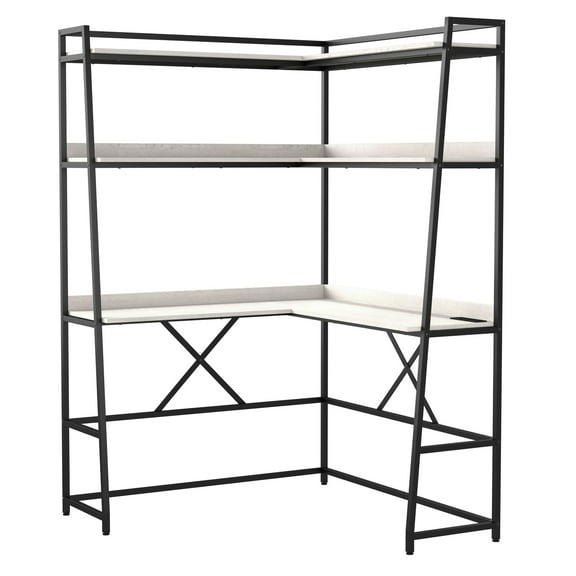 Furniture of America Asher 48-in Corner Writing Desk Ft. USB Outlet in Black Metal