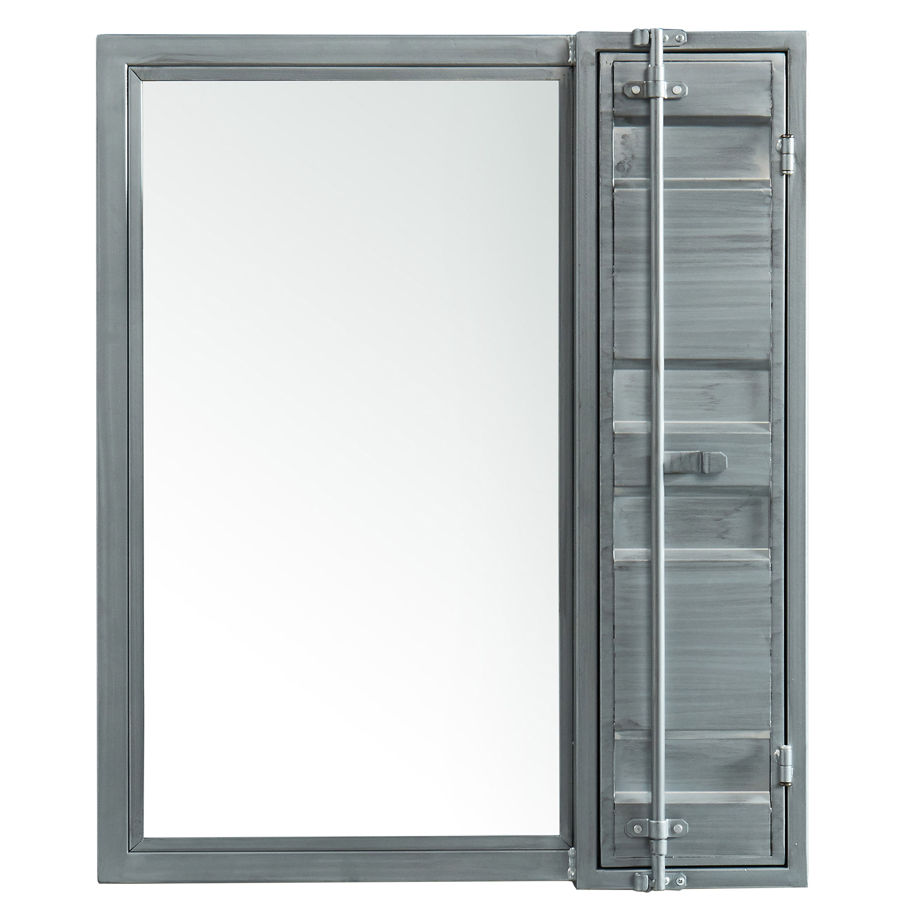 Furniture of America Asher Metal Wall Mirror with Storage, Silver