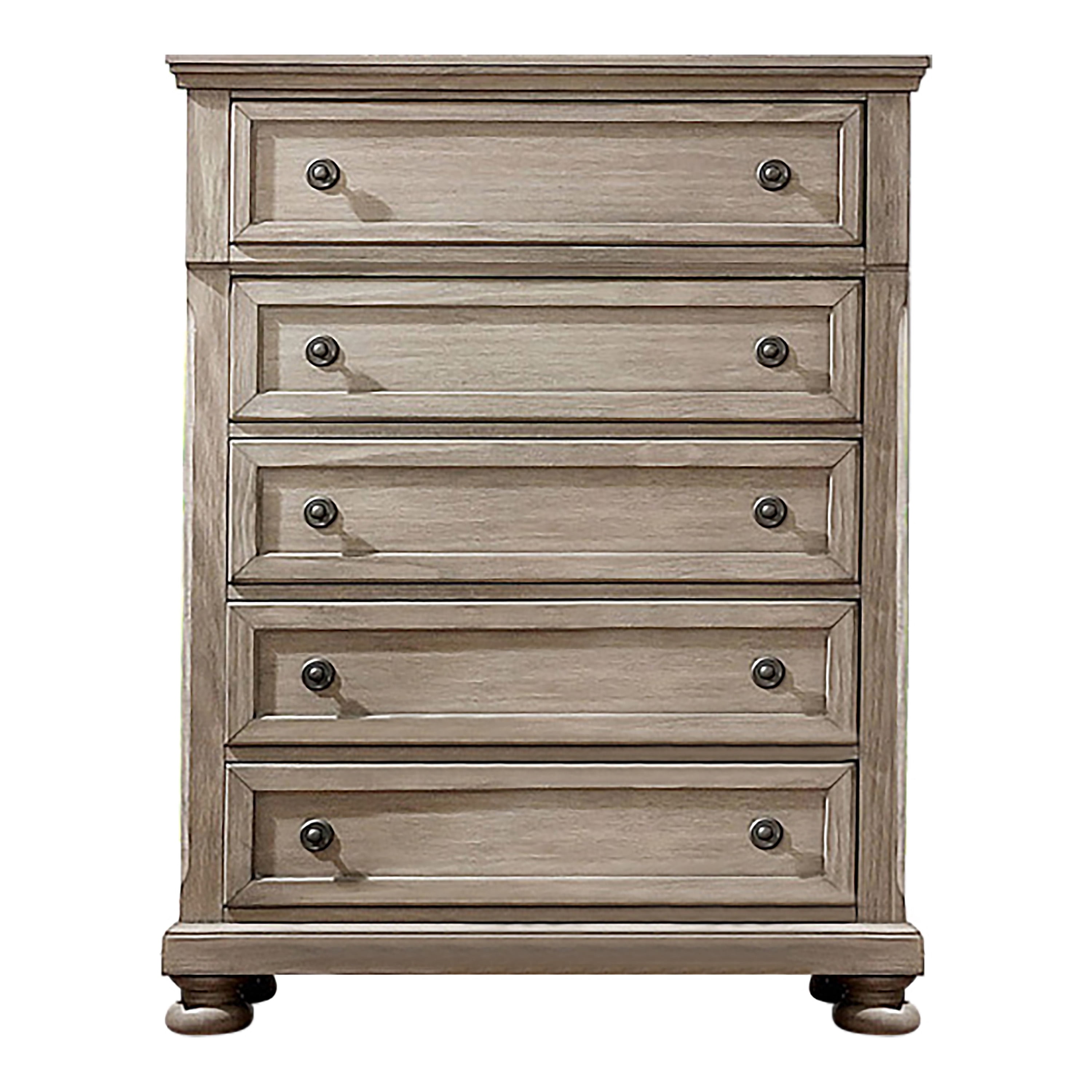 Furniture of America Astine Adult Transitional 5-Drawer Vertical Dresser, Gray