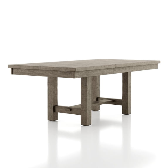 Furniture of America Atola Rustic Wood Trestle Expandable Dining Table in Gray