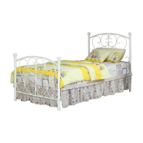 Furniture of America Aubrey Novelty Metal Twin Panel Bed in White