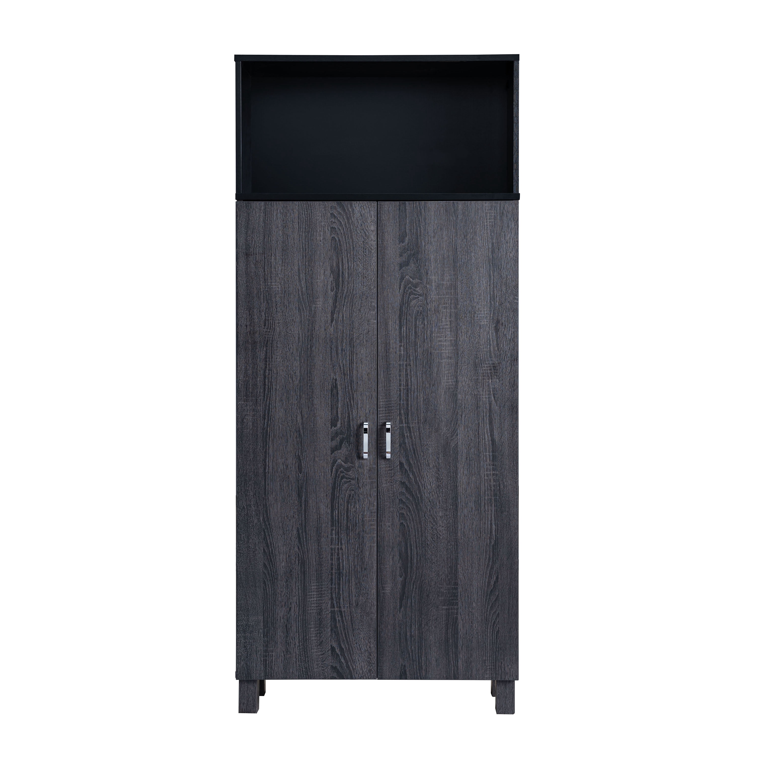 Furniture of America Audie Wood 5-Shelf Pantry Cabinet, Gray and Black