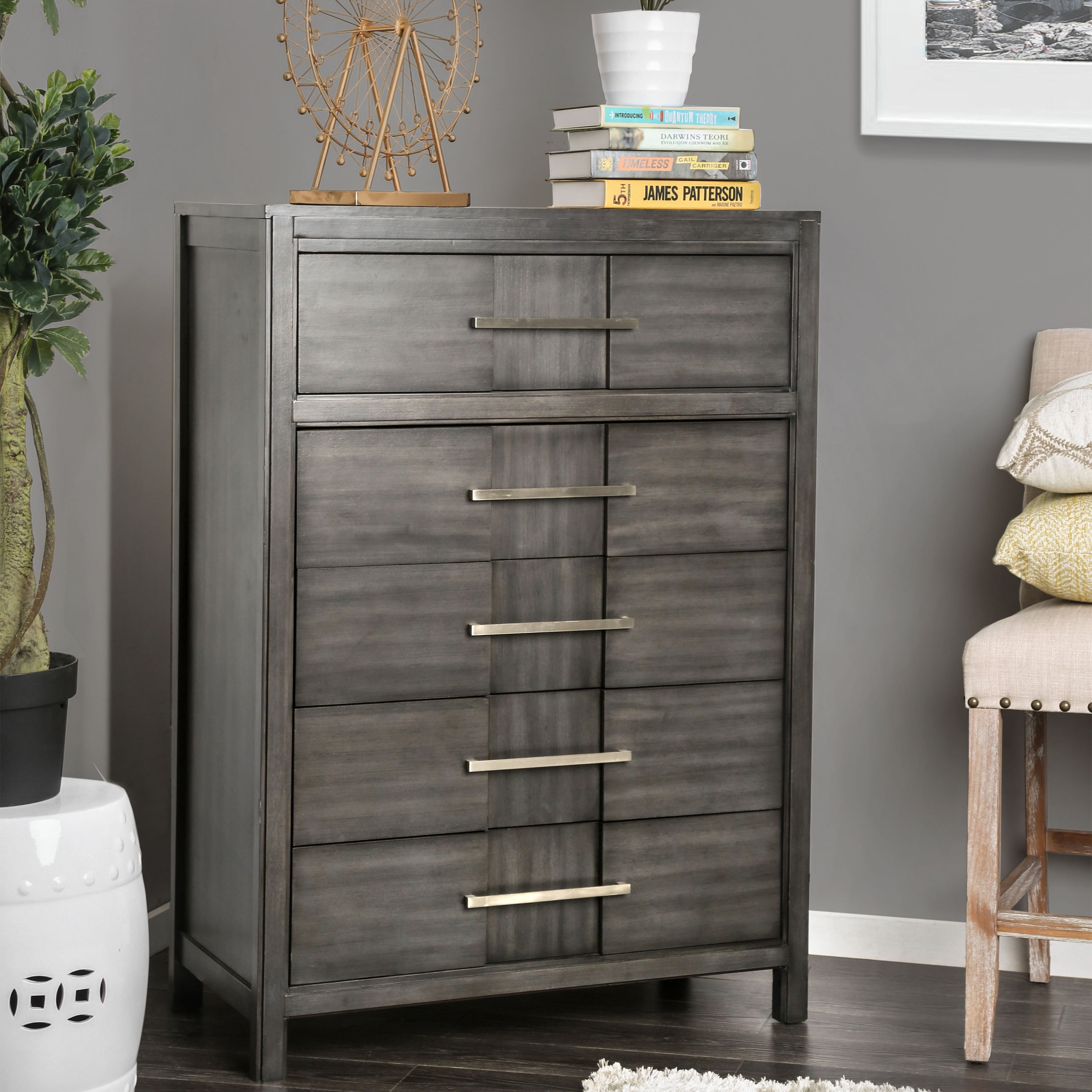Furniture of America Austin 5-Drawer Chest, Gray