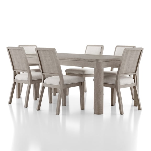 Furniture of America Austin Solid Wood 7-Piece Dining Table Set in Oak