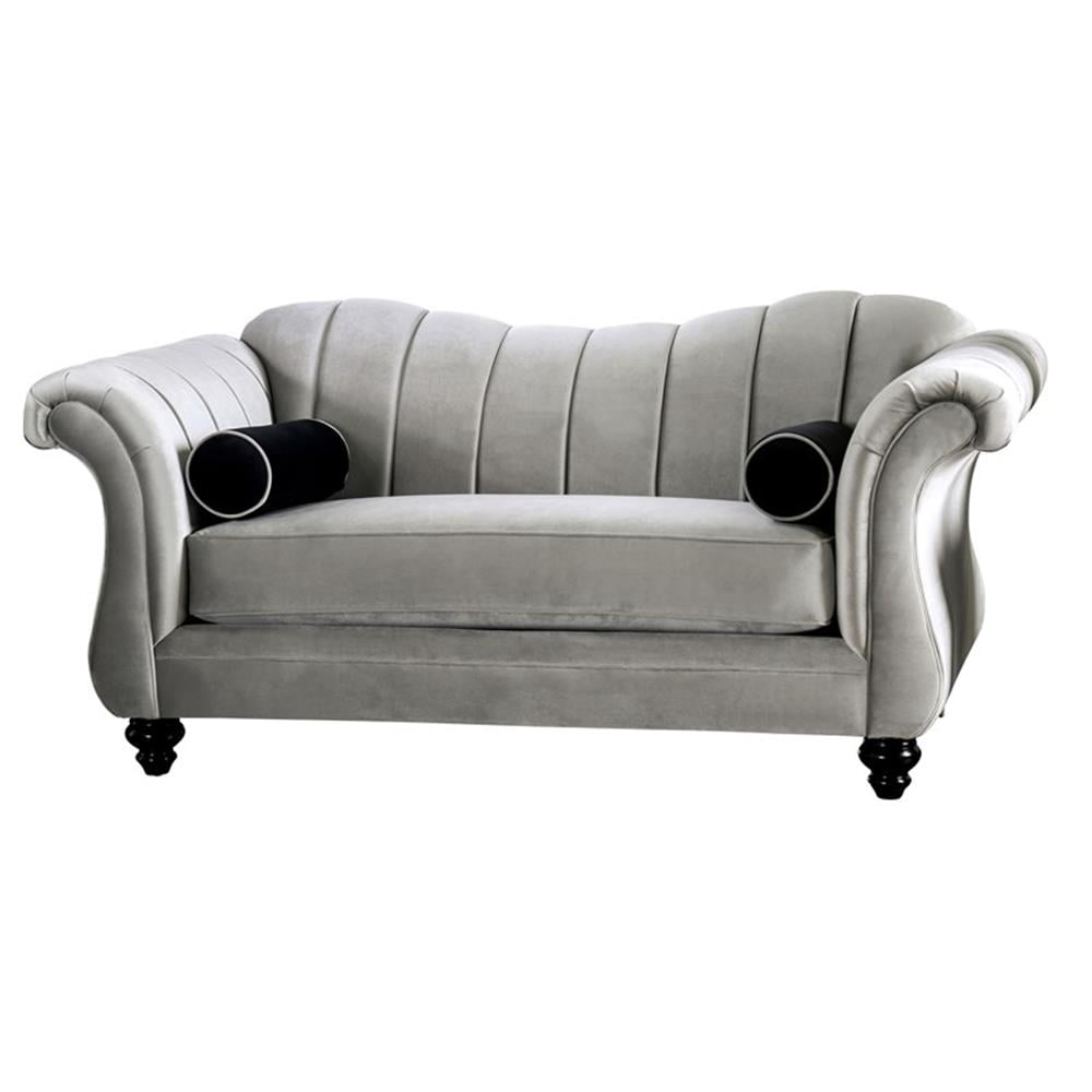 Furniture of America Avanetti Chenille Upholstered Loveseat in Pewter