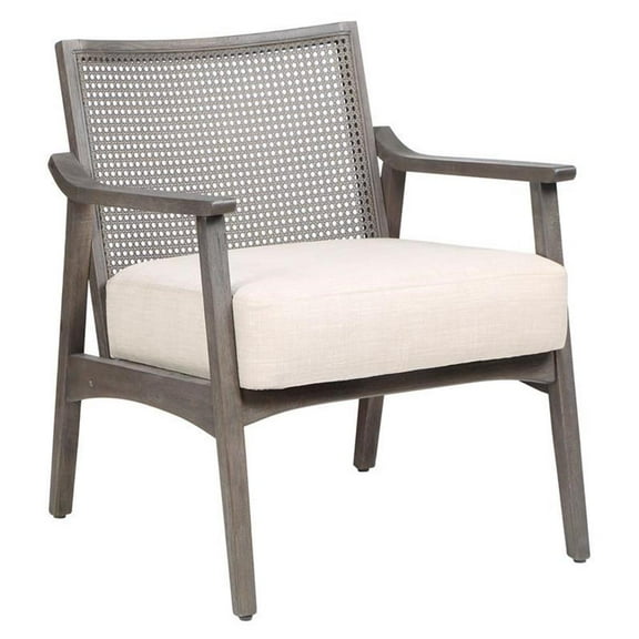 Furniture of America Averill Wood Cushioned Accent Chair in Gray Wash