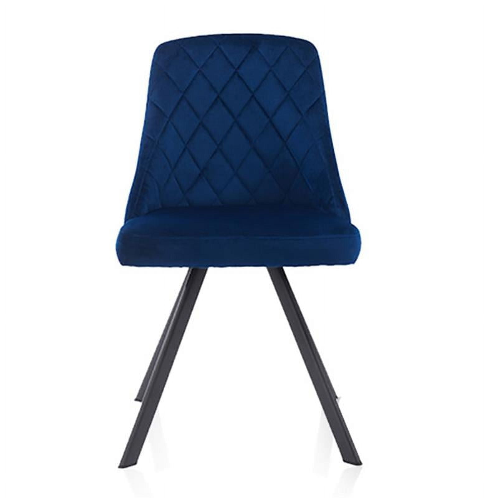 Mid-Century Modern Blue Velvet Upholstered Side Chairs (Set of 2)