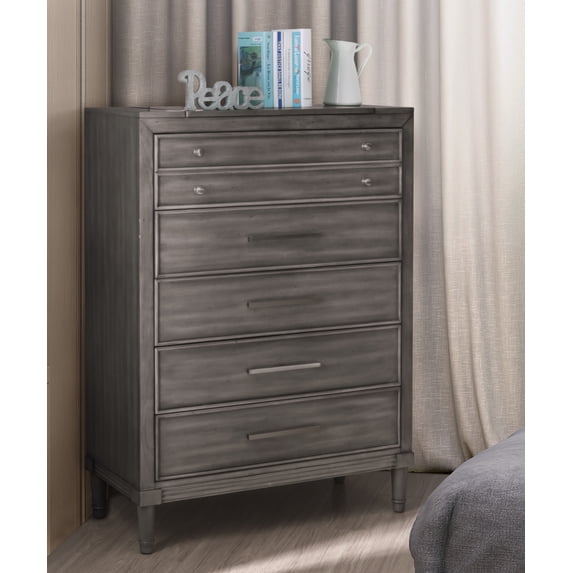 Furniture of America Ayana 5-Drawer Chest, Powder-Coated Gun Metal