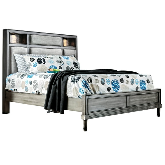 Furniture of America Ayana Wood Panel Bed, California King, Gray