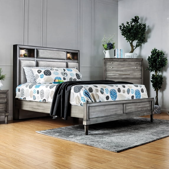 Furniture of America Ayana Wood Panel Bed, Eastern King, Gray