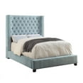 thumbnail image 1 of Furniture of America Azealia Fabric Wingback Queen Bed in Blue, 1 of 5