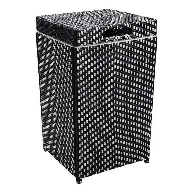 Furniture of America Azur Aluminum Patio Trash Cans in Black (Set of 2