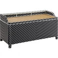 thumbnail image 1 of Furniture of America Azur Black Poolside Outdoor Wicker Metal Storage Bench, 1 of 9