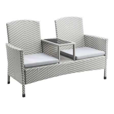 Furniture of America Azur Gray Metal Wicker Patio Conversation Loveseat