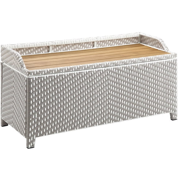 Furniture of America Azur Gray Poolside Outdoor Wicker Metal Storage Bench