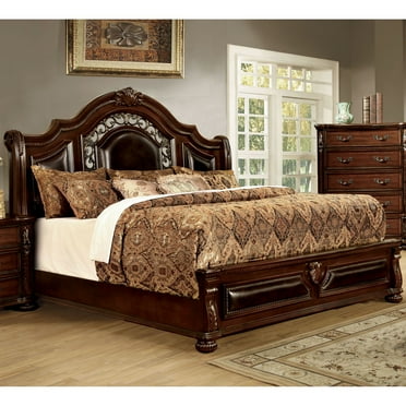 Furniture of America Balissta Panel Bed, Queen, Brown Cherry