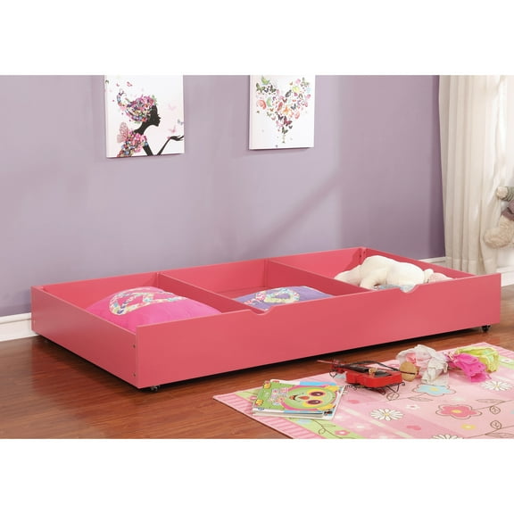 Furniture of America Barnes Wood Pink Twin Kids Trundle
