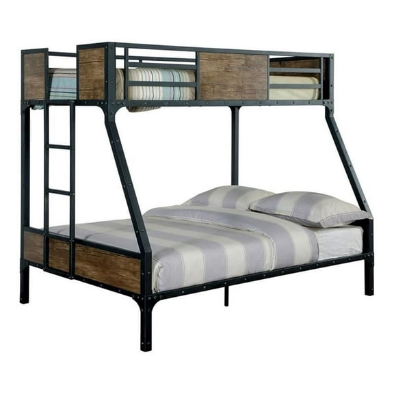 Furniture of America Baron Metal Twin over Full Bunk Bed in Black