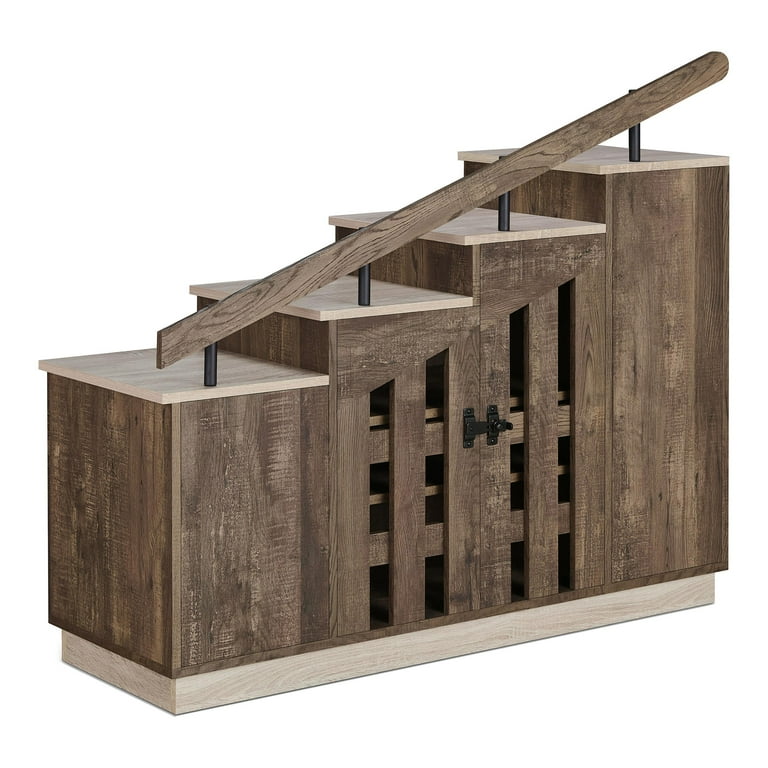Furniture of America Barstead Wood Staircase Shoe Cabinet in Reclaimed Oak Walmart